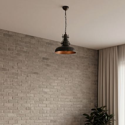 Brilagi - Lustre com corrente PYRONIC 1xE27/40W/230V Ø 32 cm bronze/pátina