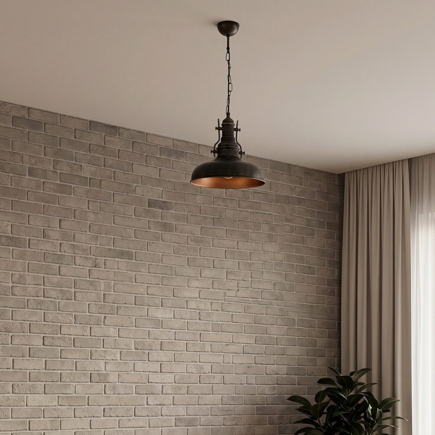 Brilagi - Lustre com corrente PYRONIC 1xE27/40W/230V Ø 32 cm bronze/pátina