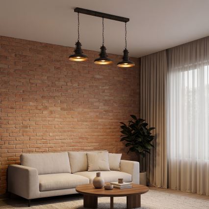 Brilagi - Lustre com corrente PYRONIC 3xE27/40W/230V bronze/pátina