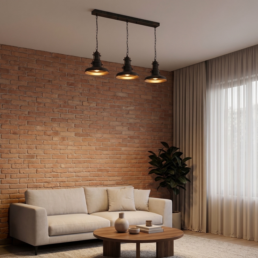 Brilagi - Lustre com corrente PYRONIC 3xE27/40W/230V bronze/pátina