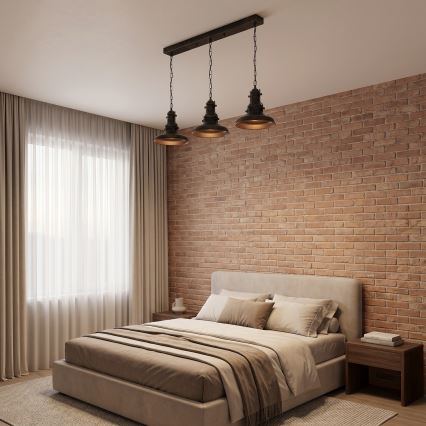 Brilagi - Lustre com corrente PYRONIC 3xE27/40W/230V bronze/pátina