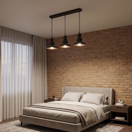 Brilagi - Lustre com corrente PYRONIC 3xE27/40W/230V bronze/pátina