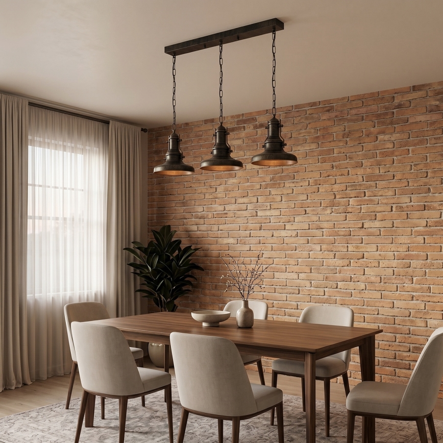 Brilagi - Lustre com corrente PYRONIC 3xE27/40W/230V bronze/pátina