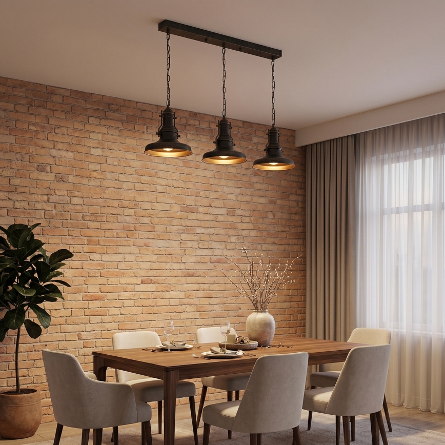 Brilagi - Lustre com corrente PYRONIC 3xE27/40W/230V bronze/pátina