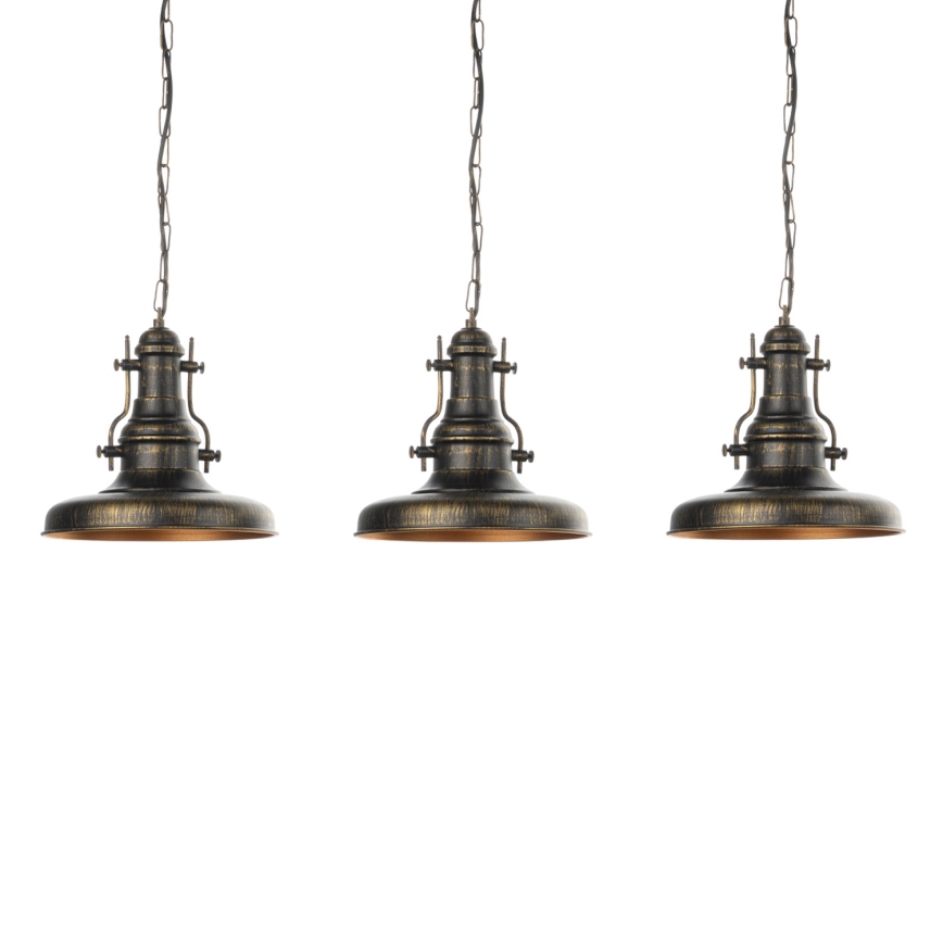 Brilagi - Lustre com corrente PYRONIC 3xE27/40W/230V bronze/pátina