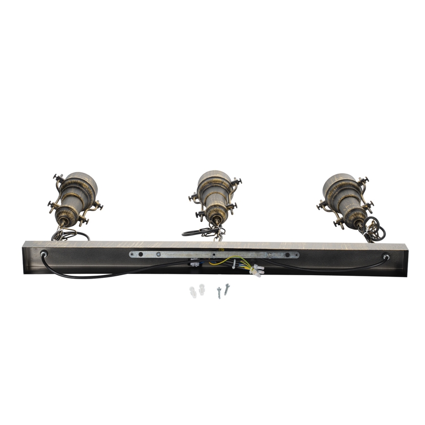 Brilagi - Lustre com corrente PYRONIC 3xE27/40W/230V bronze/pátina