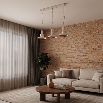 Brilagi - Lustre com corrente PYRONIC 3xE27/40W/230V creme/pátina