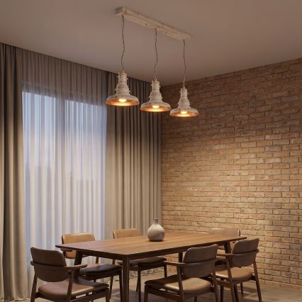 Brilagi - Lustre com corrente PYRONIC 3xE27/40W/230V creme/pátina