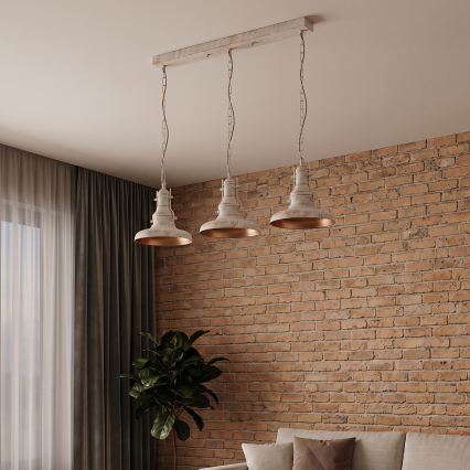 Brilagi - Lustre com corrente PYRONIC 3xE27/40W/230V creme/pátina