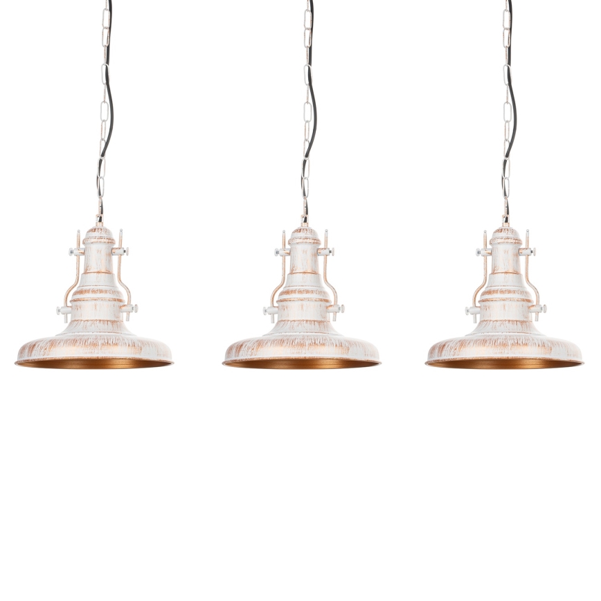 Brilagi - Lustre com corrente PYRONIC 3xE27/40W/230V creme/pátina
