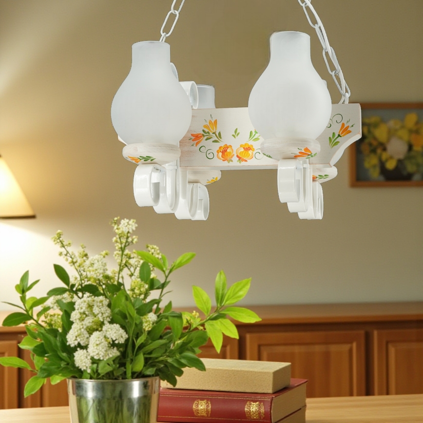 Brilagi - Lustre com corrente QUEEN 4xE14/40W/230V faia/creme