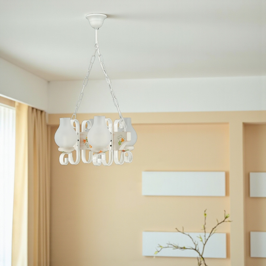 Brilagi - Lustre com corrente QUEEN 4xE14/40W/230V faia/creme