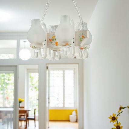 Brilagi - Lustre com corrente QUEEN 4xE14/40W/230V faia/creme