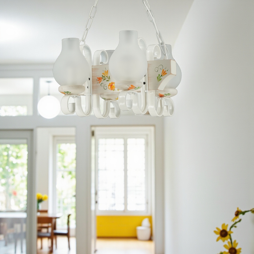 Brilagi - Lustre com corrente QUEEN 4xE14/40W/230V faia/creme