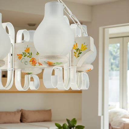 Brilagi - Lustre com corrente QUEEN 4xE14/40W/230V faia/creme