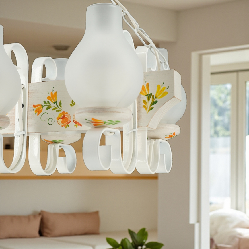 Brilagi - Lustre com corrente QUEEN 4xE14/40W/230V faia/creme