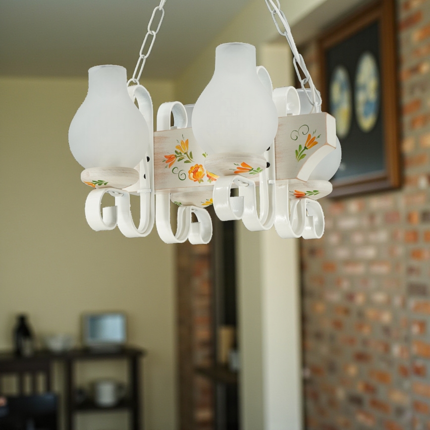 Brilagi - Lustre com corrente QUEEN 4xE14/40W/230V faia/creme