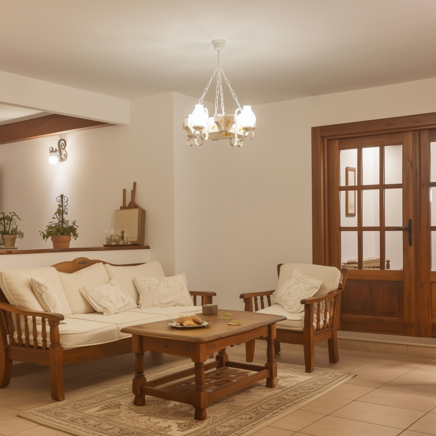 Brilagi - Lustre com corrente QUEEN 4xE14/40W/230V faia/creme