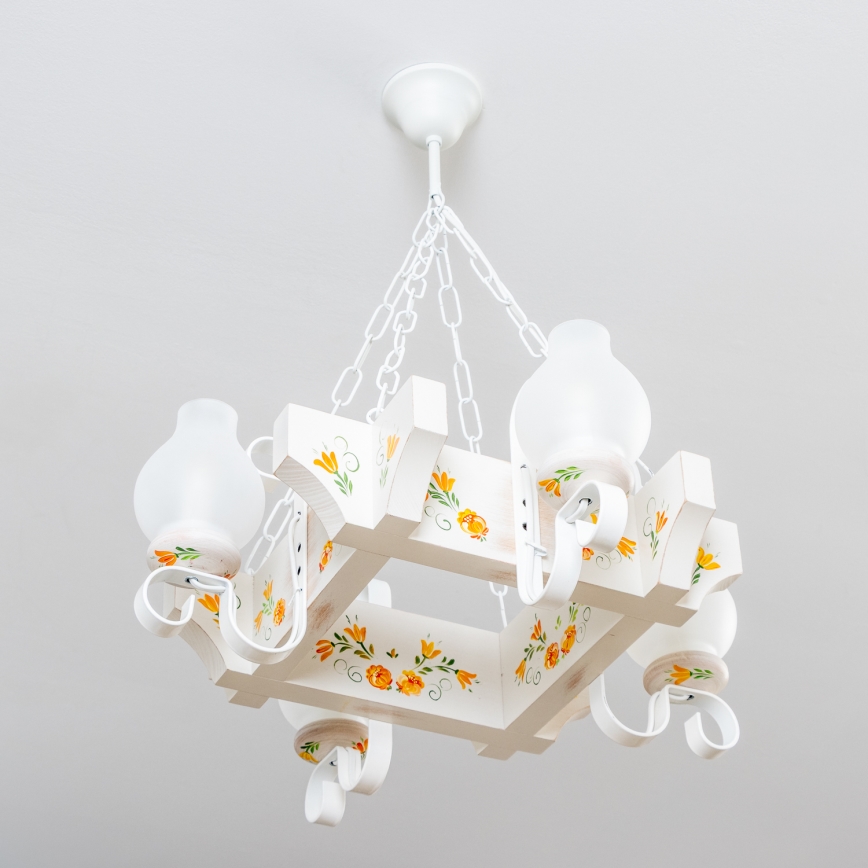 Brilagi - Lustre com corrente QUEEN 4xE14/40W/230V faia/creme