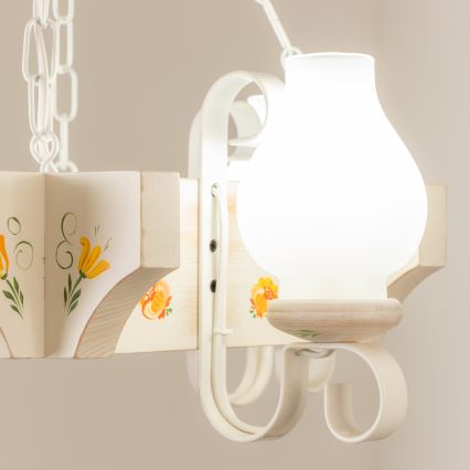 Brilagi - Lustre com corrente QUEEN 4xE14/40W/230V faia/creme