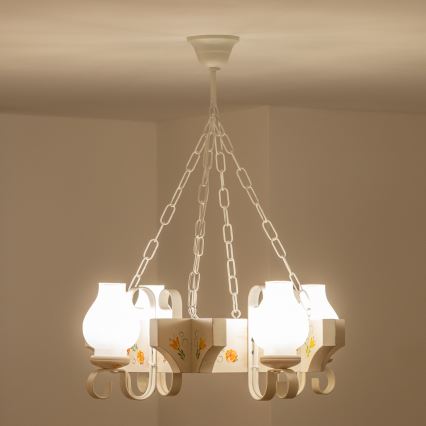 Brilagi - Lustre com corrente QUEEN 4xE14/40W/230V faia/creme