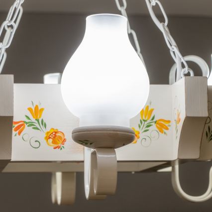 Brilagi - Lustre com corrente QUEEN 4xE14/40W/230V faia/creme