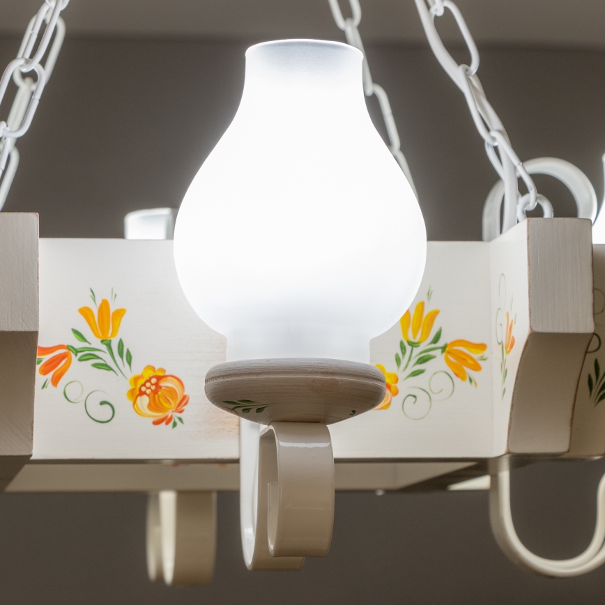 Brilagi - Lustre com corrente QUEEN 4xE14/40W/230V faia/creme