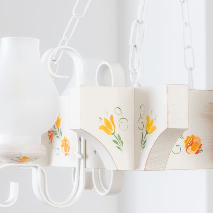 Brilagi - Lustre com corrente QUEEN 4xE14/40W/230V faia/creme