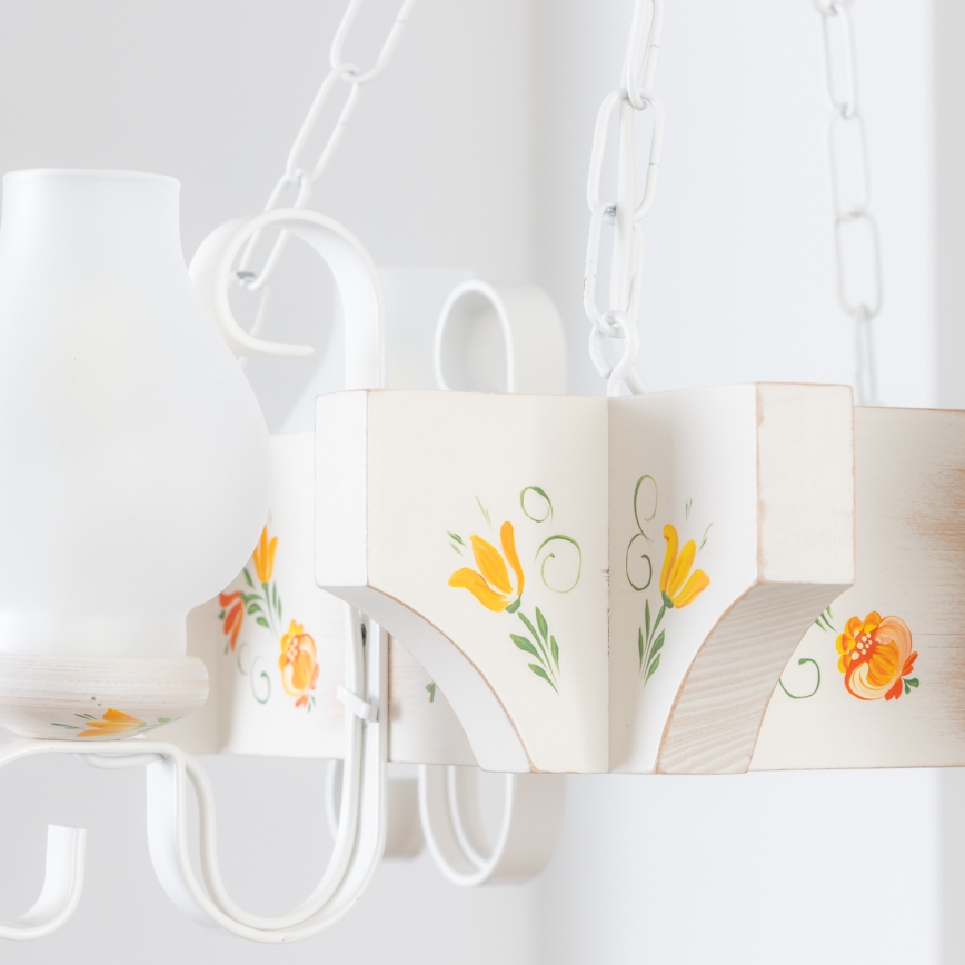 Brilagi - Lustre com corrente QUEEN 4xE14/40W/230V faia/creme