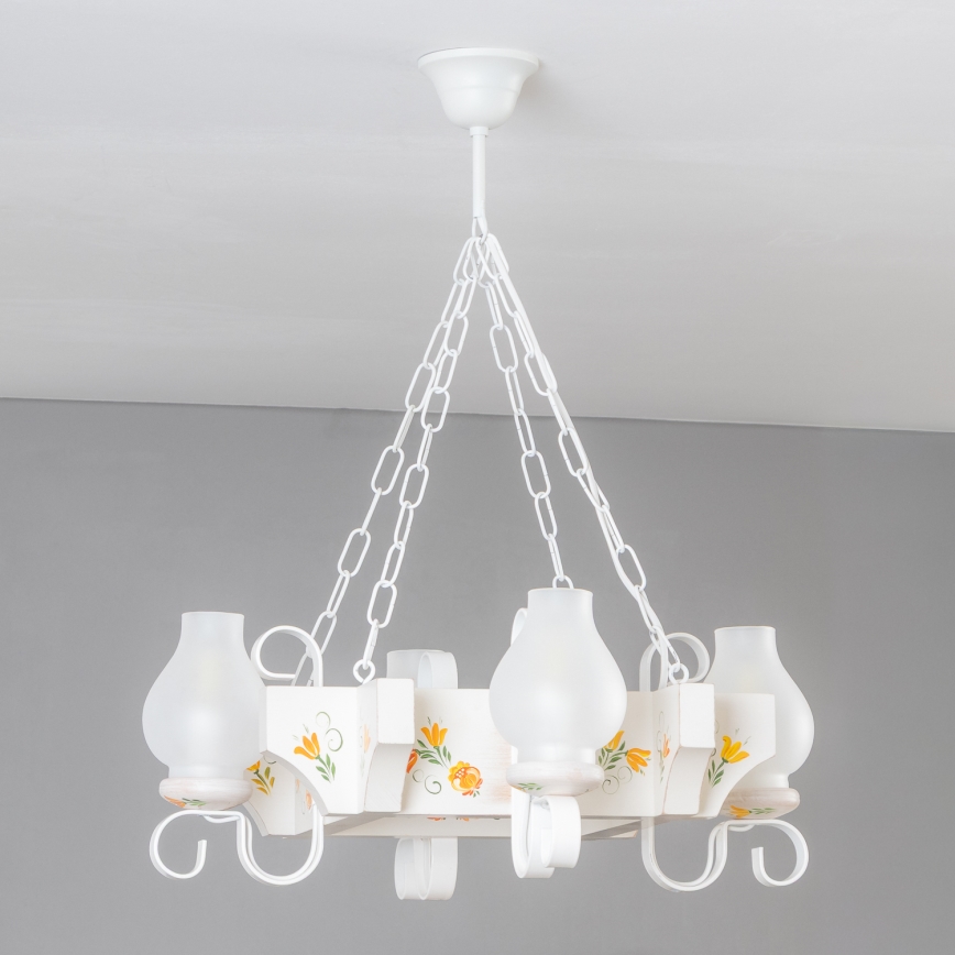 Brilagi - Lustre com corrente QUEEN 4xE14/40W/230V faia/creme