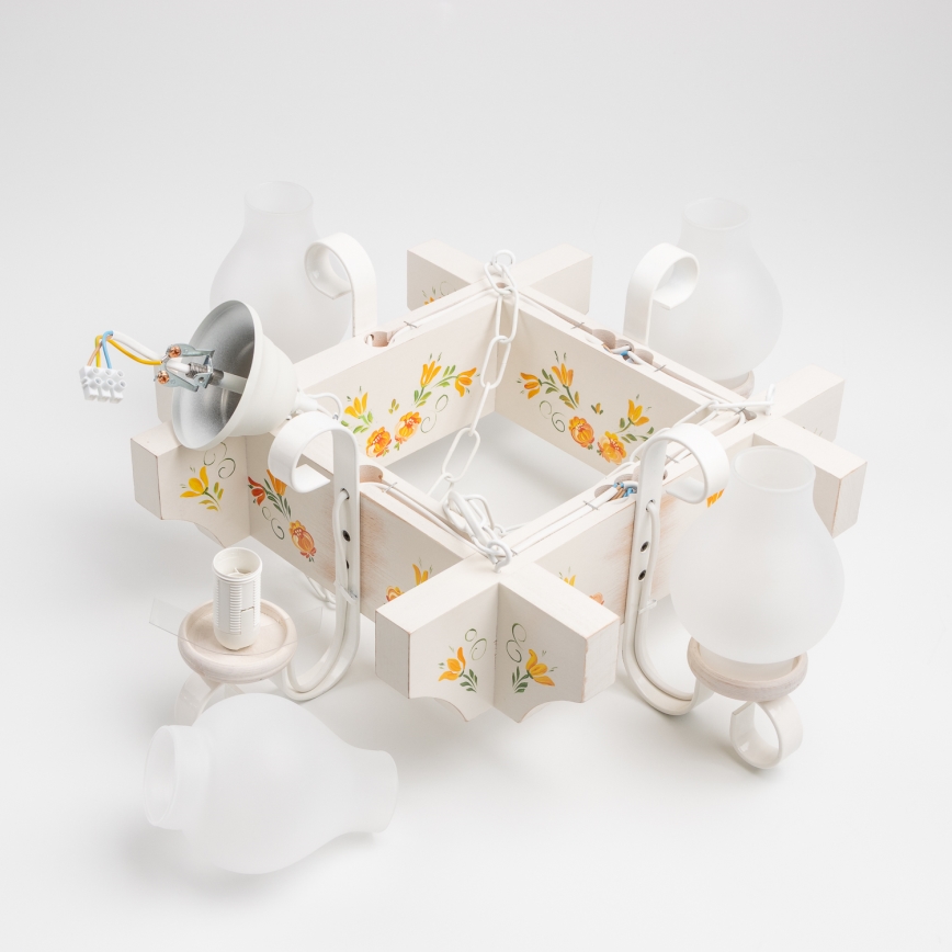 Brilagi - Lustre com corrente QUEEN 4xE14/40W/230V faia/creme