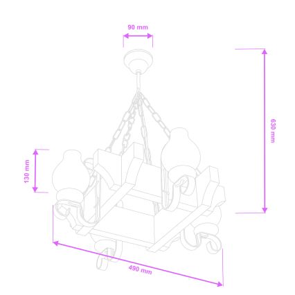 Brilagi - Lustre com corrente QUEEN 4xE14/40W/230V faia/creme