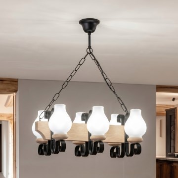 Brilagi - Lustre com corrente QUEEN 6xE14/40W/230V carvalho