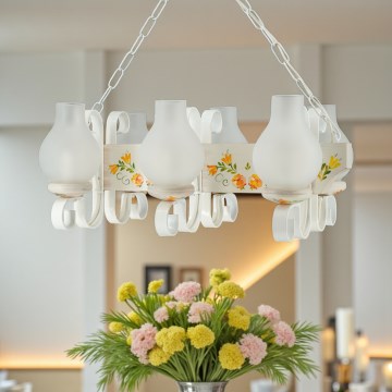 Brilagi - Lustre com corrente QUEEN 6xE14/40W/230V faia/creme