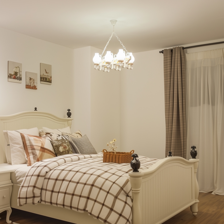 Brilagi - Lustre com corrente QUEEN 6xE14/40W/230V faia/creme