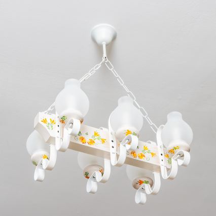 Brilagi - Lustre com corrente QUEEN 6xE14/40W/230V faia/creme