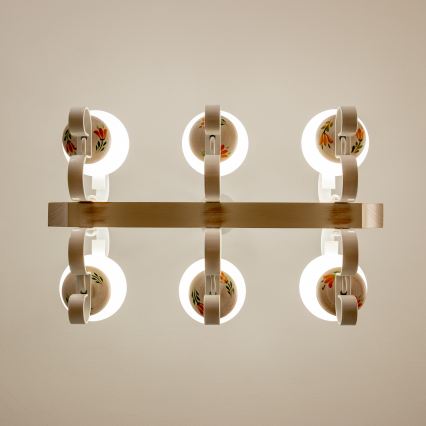 Brilagi - Lustre com corrente QUEEN 6xE14/40W/230V faia/creme