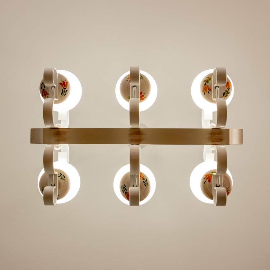 Brilagi - Lustre com corrente QUEEN 6xE14/40W/230V faia/creme