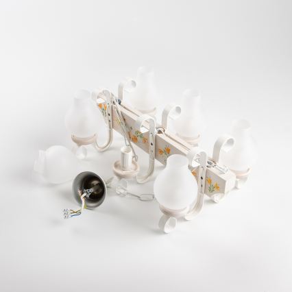 Brilagi - Lustre com corrente QUEEN 6xE14/40W/230V faia/creme