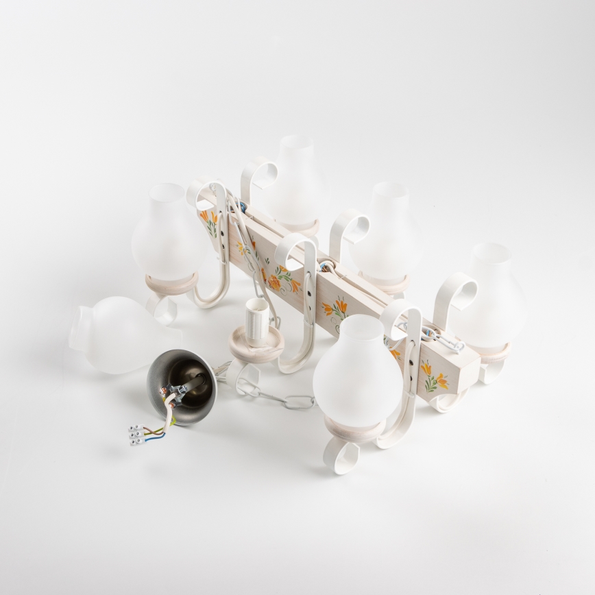 Brilagi - Lustre com corrente QUEEN 6xE14/40W/230V faia/creme