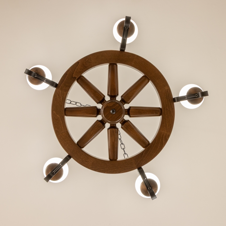 Brilagi - Lustre com corrente ROATA 5xE14/40W/230V diâmetro 70 cm faia/nogueira