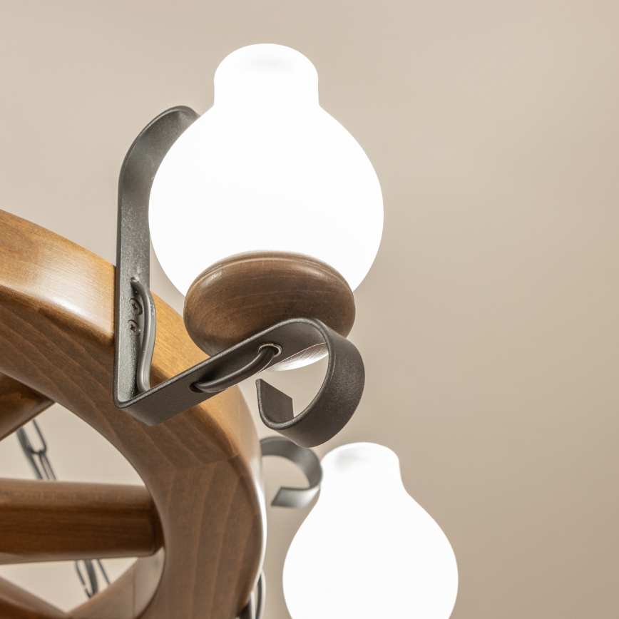 Brilagi - Lustre com corrente ROATA 6xE14/40W/230V, diâmetro 70 cm, faia/nogueira