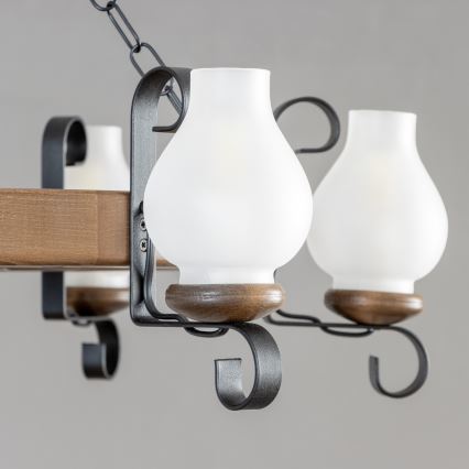 Brilagi - Lustre com corrente ROATA 6xE14/40W/230V, diâmetro 70 cm, faia/nogueira