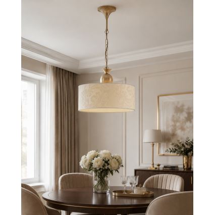 Brilagi - Lustre com corrente SAPHIRE 1xE27/15W/230V creme/dourado/pátina