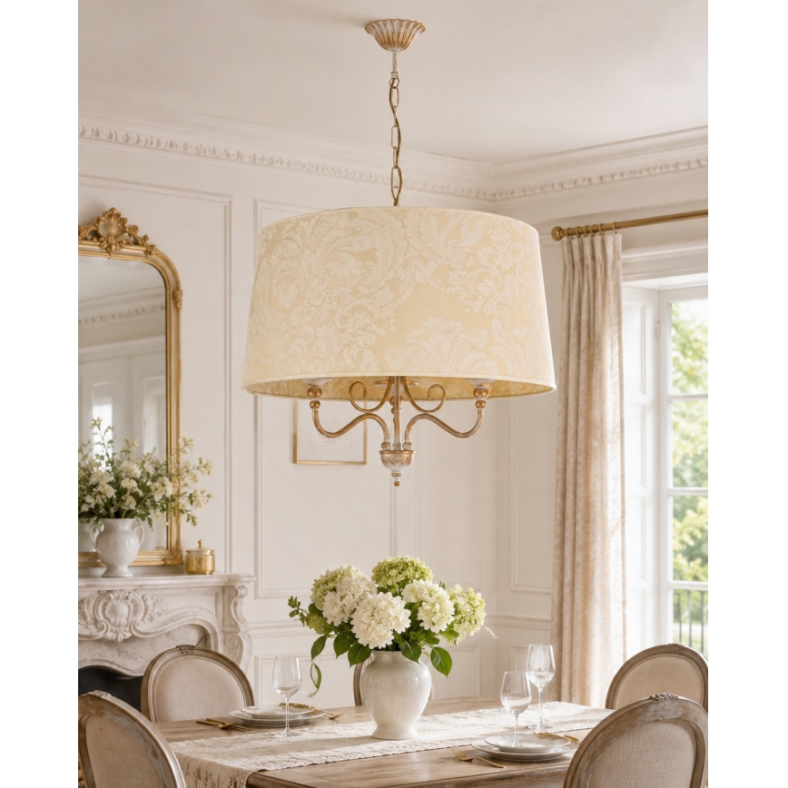 Brilagi - Lustre com corrente SONIA 3xE27/15W/230V, diâmetro 56 cm, acabamento creme com pátina