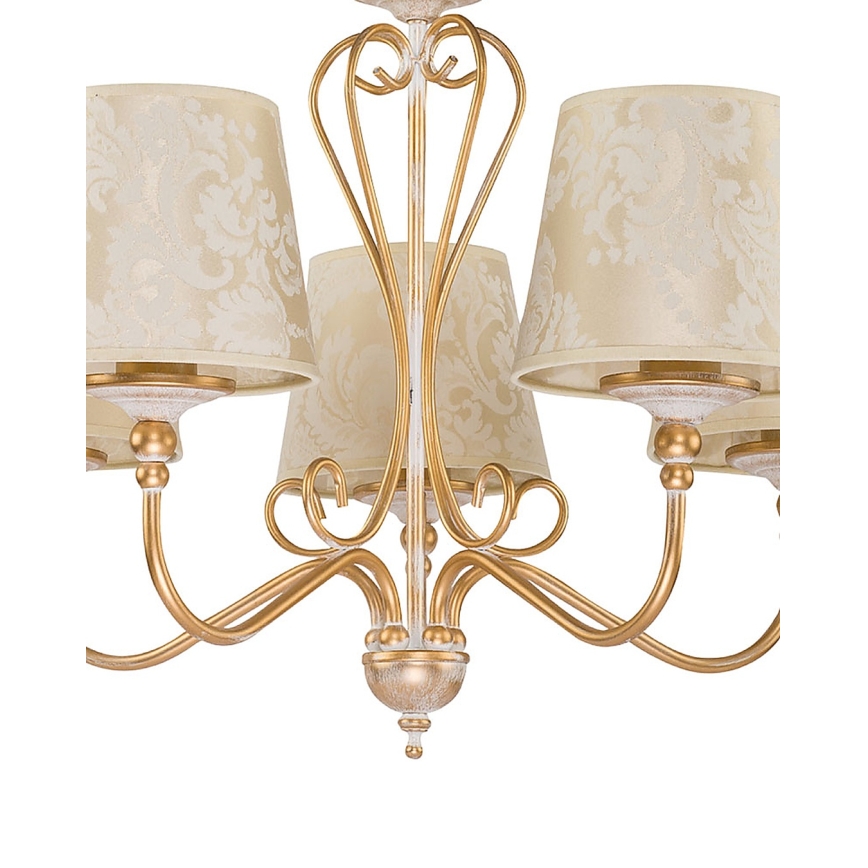 Brilagi - Lustre com corrente SONIA 5xE27/15W/230V Ø 64 cm creme/pátina