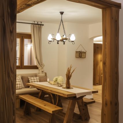 Brilagi - Lustre com corrente TIMONA 4xE14/40W/230V diâmetro 50 cm faia/nogueira