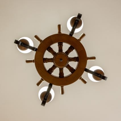 Brilagi - Lustre com corrente TIMONA 4xE14/40W/230V diâmetro 50 cm faia/nogueira