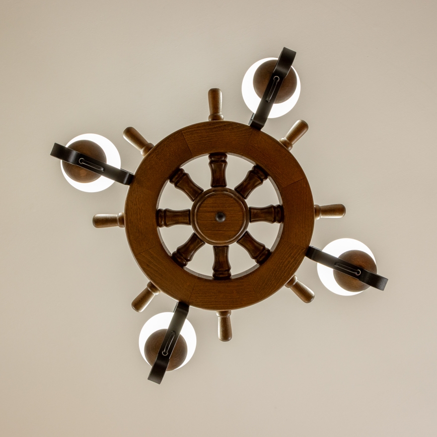 Brilagi - Lustre com corrente TIMONA 4xE14/40W/230V diâmetro 50 cm faia/nogueira