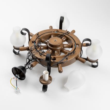 Brilagi - Lustre com corrente TIMONA 4xE14/40W/230V diâmetro 50 cm faia/nogueira